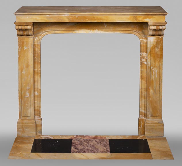 Cheminée ancienne de style Napoléon III en marbre Jaune de Sienne-0
