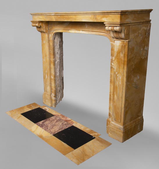 Cheminée ancienne de style Napoléon III en marbre Jaune de Sienne-5