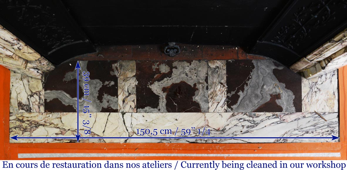 Cheminée ancienne de style Louis XVI en marbre Brèche Médicis-8