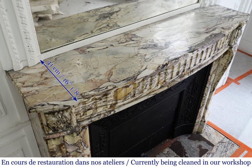 Cheminée ancienne de style Louis XVI en marbre Brèche Médicis-9