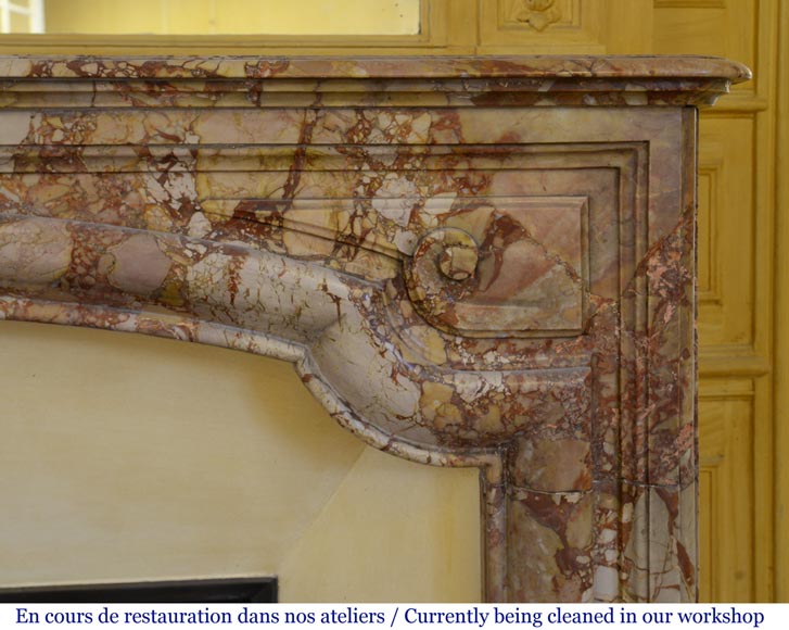Cheminée De Style Louis XIV En Marbre Levanto Vers 1880
