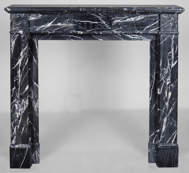 Cheminée de style Louis XVI en marbre noir Marquina-0