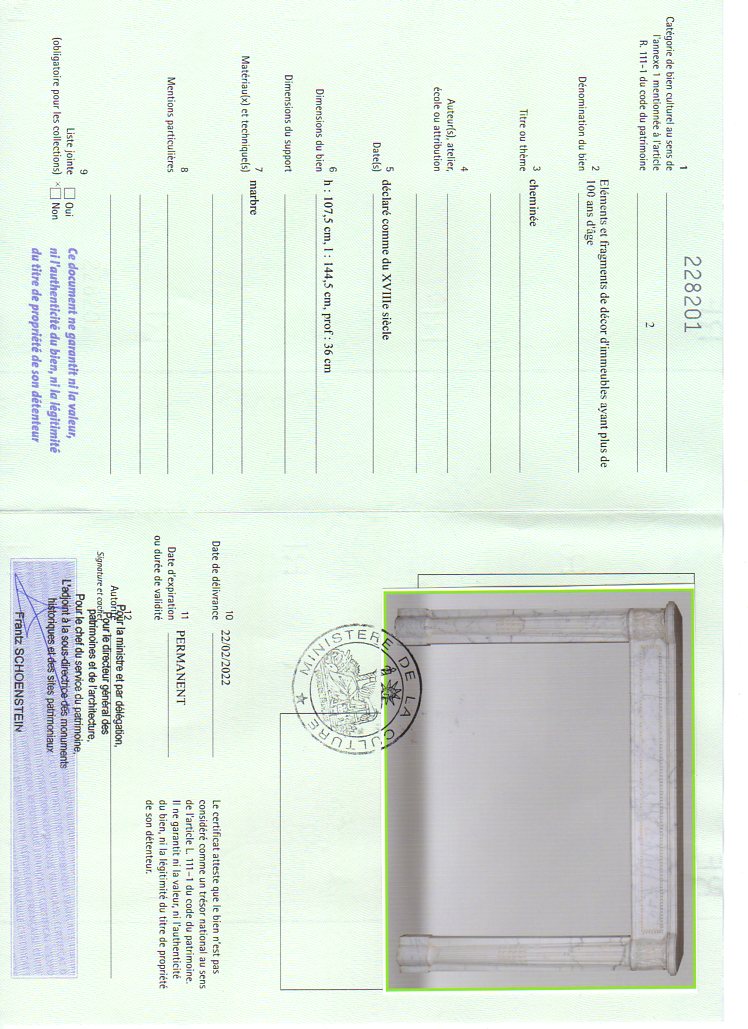 Certificat d'exportation