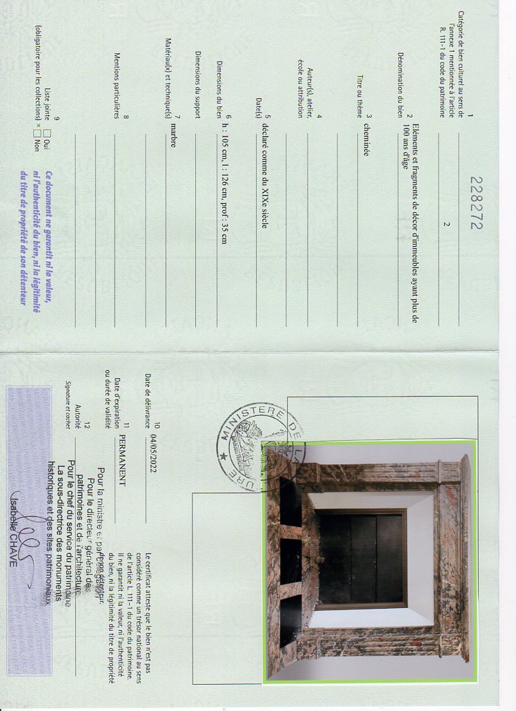Certificat d'exportation