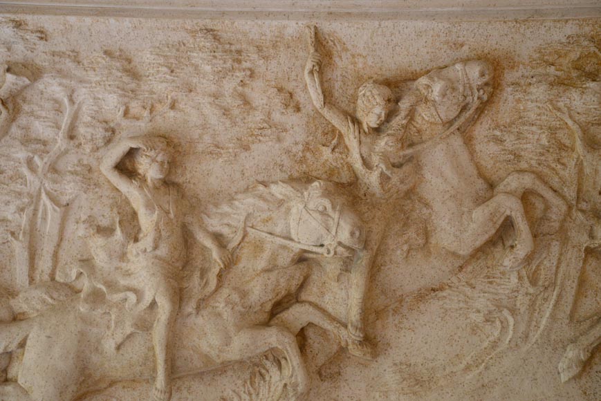 Cheminée en pierre monumentale de style Néo-Renaissance, aux armes du comte de Horn, vers 1905-13