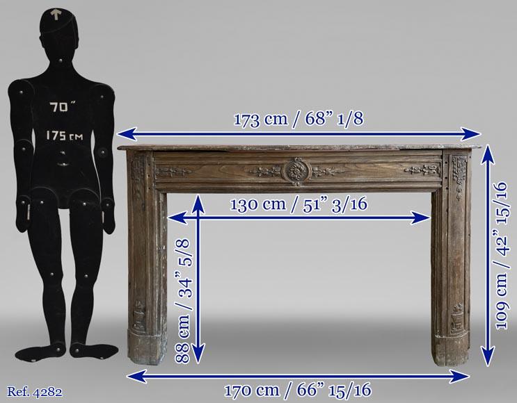 Cheminée d'époque Louis XVI en chêne -11