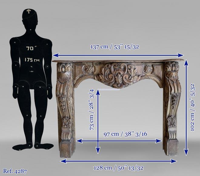 Cheminée ancienne en bois d'époque Louis XV richement sculptée-9