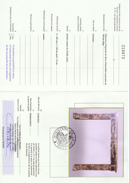 Certificat d'exportation
