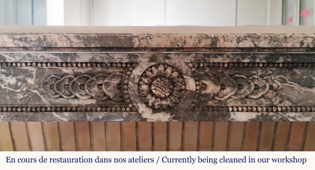 Très belle cheminée d’époque Louis XVI au tournesol-1