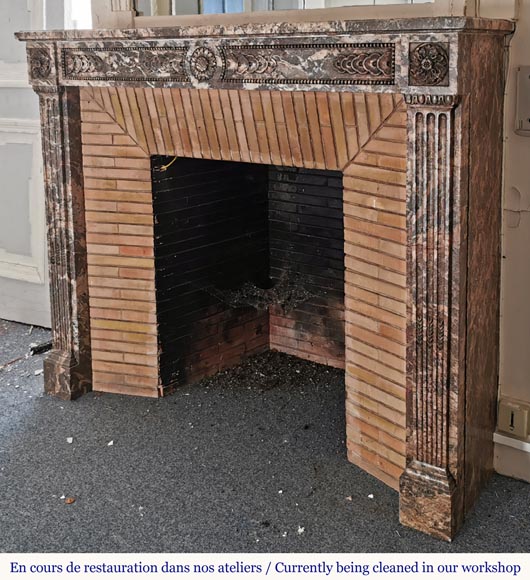 Très belle cheminée d’époque Louis XVI au tournesol-6