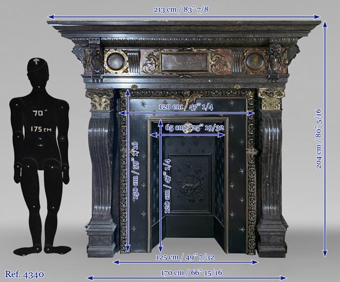 Remarquable et monumentale cheminée de style Néo-Renaissance flamande, seconde moitié du XIXe siècle-9