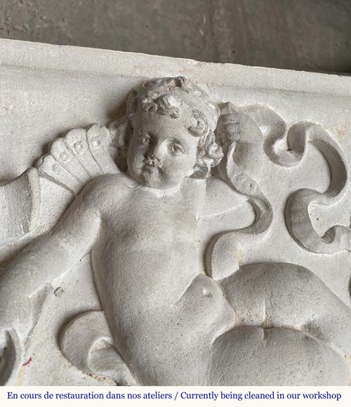 Cheminée en pierre sculptée de style Néo-Renaissance, XIXe siècle-2