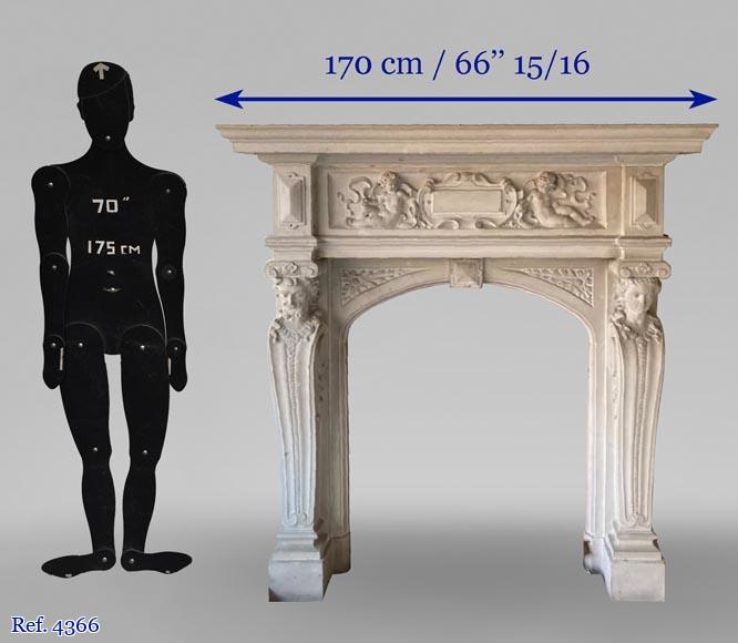 Cheminée en pierre sculptée de style Néo-Renaissance, XIXe siècle-7