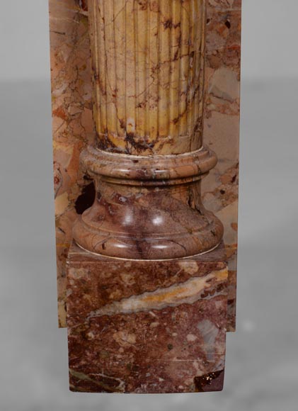 Cheminée de style Louis XVI à colonnes détachées en marbre Sarrancolin -6