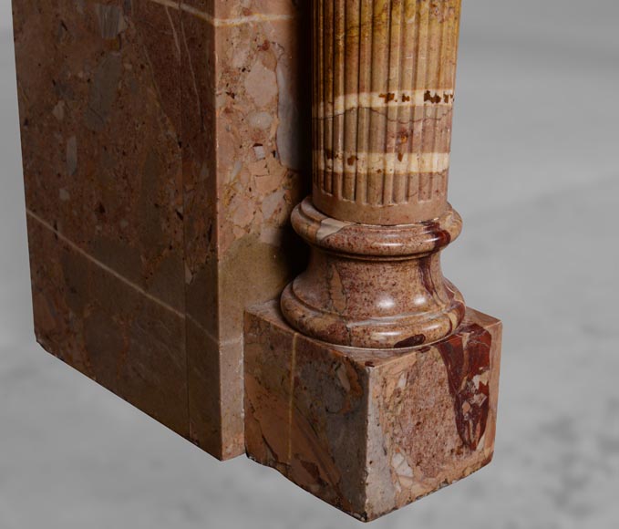 Cheminée de style Louis XVI à colonnes détachées en marbre Sarrancolin -9