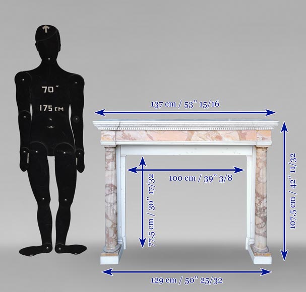 Très belle cheminée d'époque Louis XVI à colonnes détachées-6