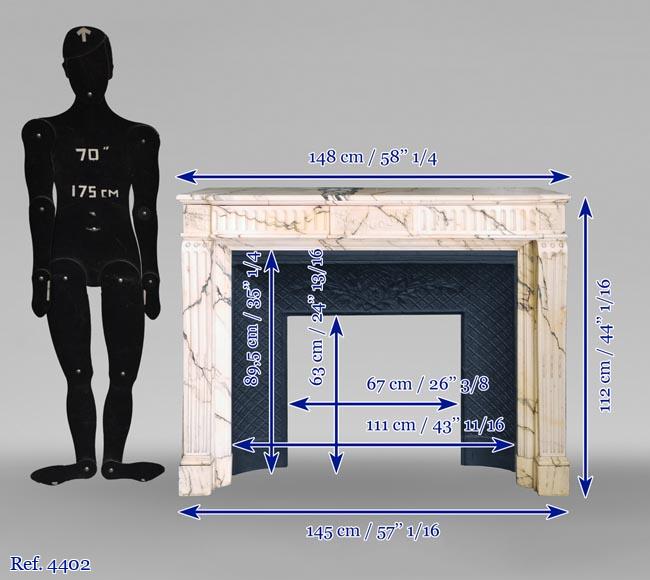 Cheminée de style Louis XVI en marbre Paonazzo à la guirlande de fleurs-10