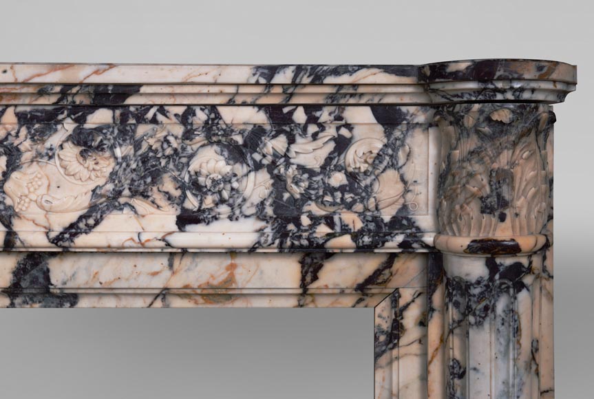 Belle cheminée de style Louis XVI à demie colonne en marbre Panazeau-8
