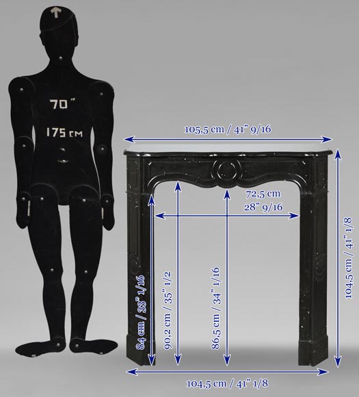 Cheminée de style Louis XV modèle Pompadour en marbre noir moucheté-9