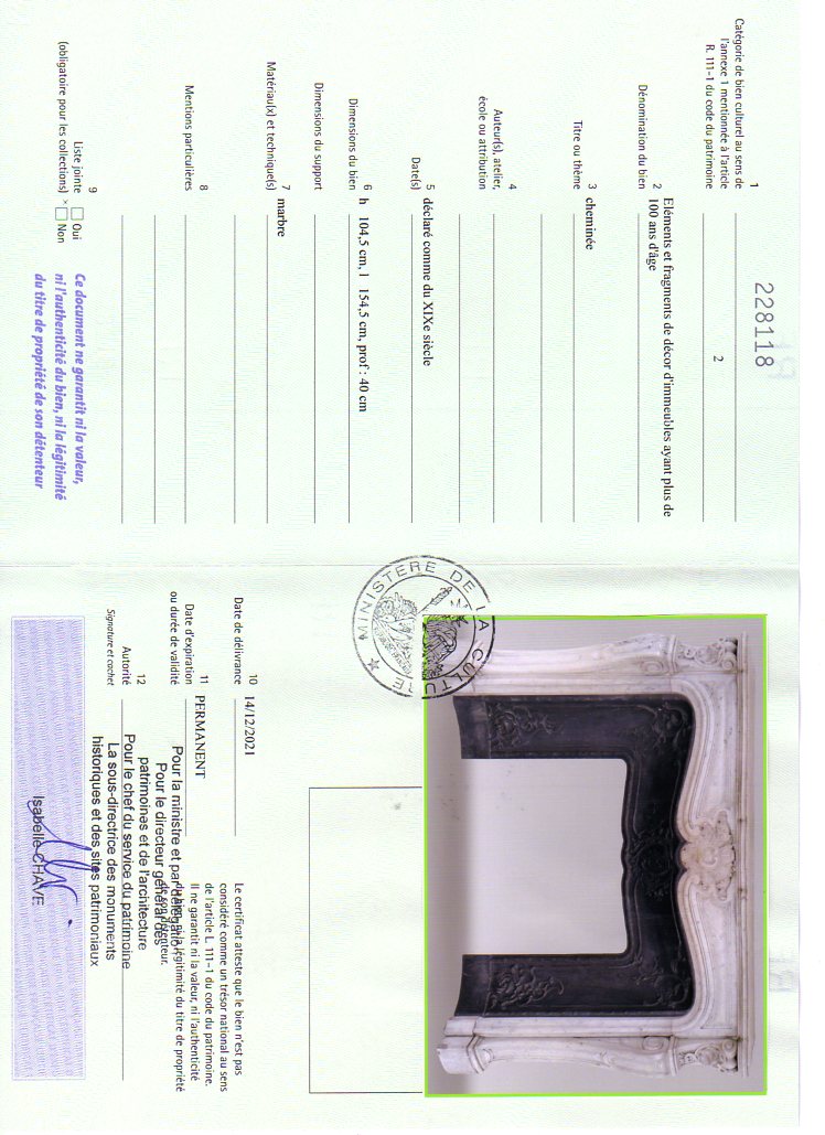 Certificat d'exportation