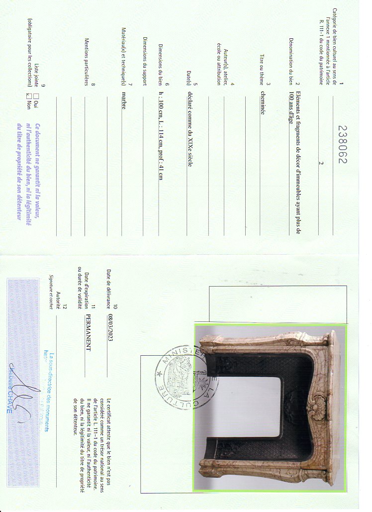 Certificat d'exportation