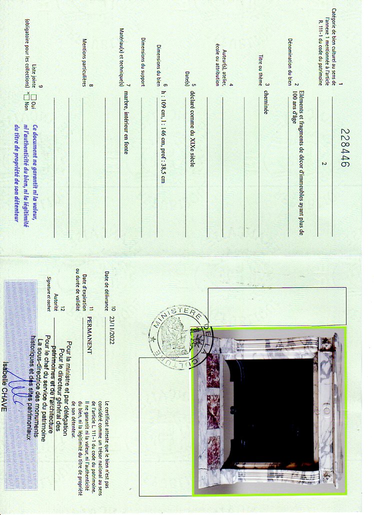 Certificat d'exportation