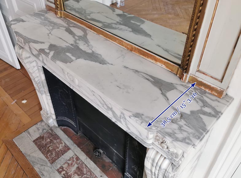 Cheminée de style Louis XVI en marbre Arabescato-10