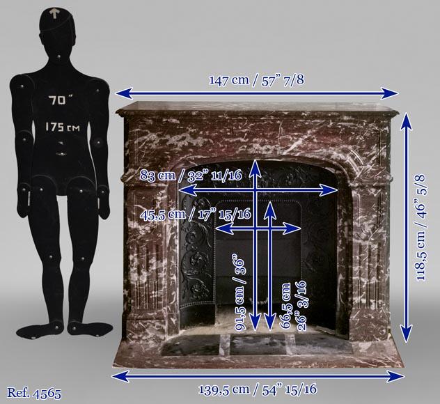 Cheminée de style Régence en marbre Rouge du nord-11