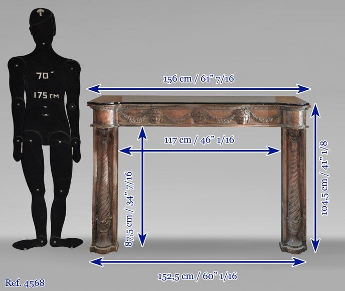 Rare cheminée en terre cuite de style Louis XVI à colonnes torses, début du XIXe siècle-14