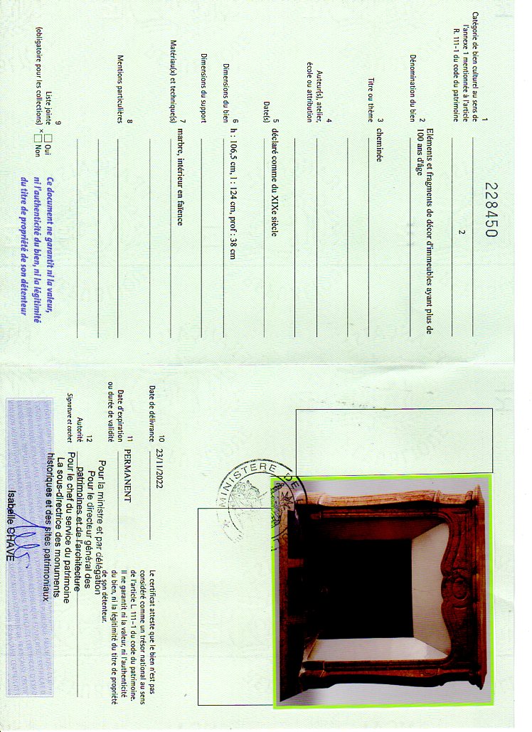 Certificat d'exportation