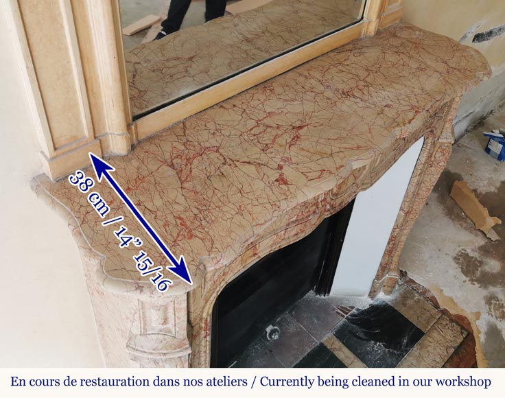 Cheminée modèle Pompadour en marbre Brocatelle, fin du XIXe siècle-8