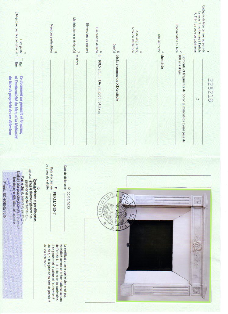 Certificat d'exportation