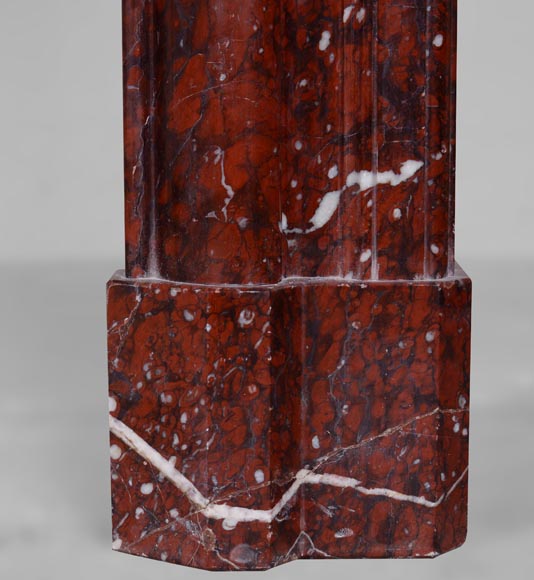 Cheminée de style Louis XIV modèle Boudin en marbre Rouge Griotte-7