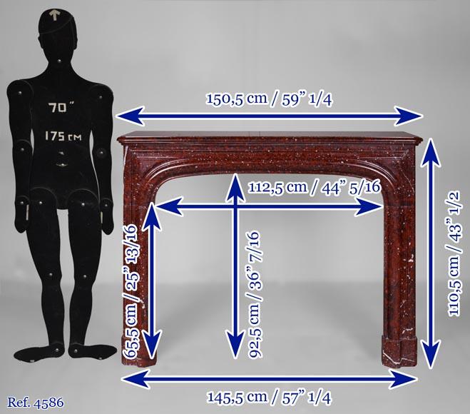 Cheminée de style Louis XIV modèle Boudin en marbre Rouge Griotte-9