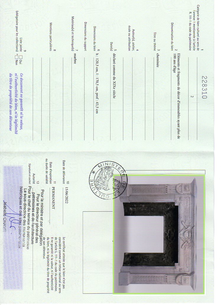 Certificat d'exportation