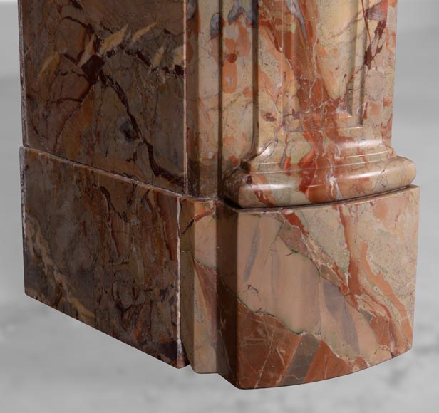 Belle cheminée de style Louis XV en marbre Sarrancolin Fantastico à la coquille asymétrique-6