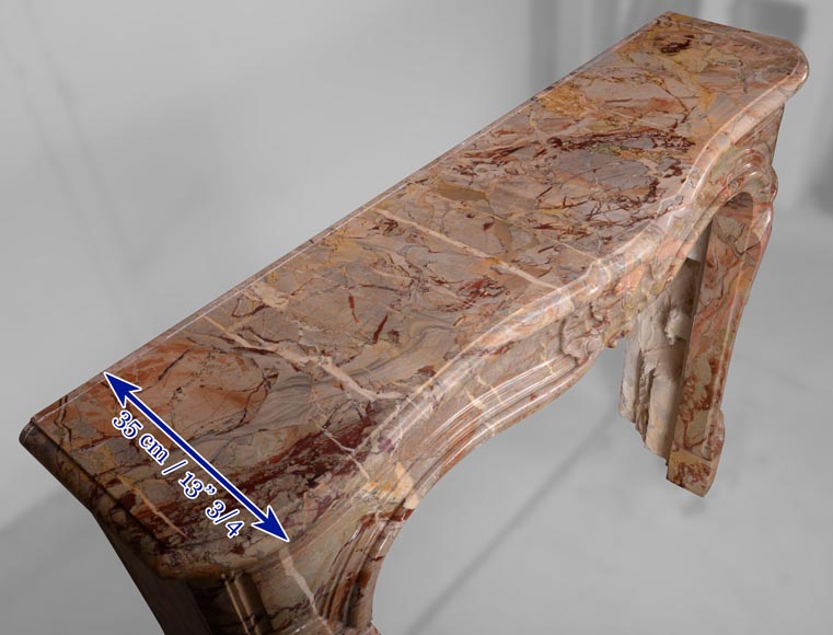 Belle cheminée de style Louis XV en marbre Sarrancolin Fantastico à la coquille asymétrique-10