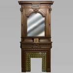 Cheminée Napoléon III en noyer avec trumeau