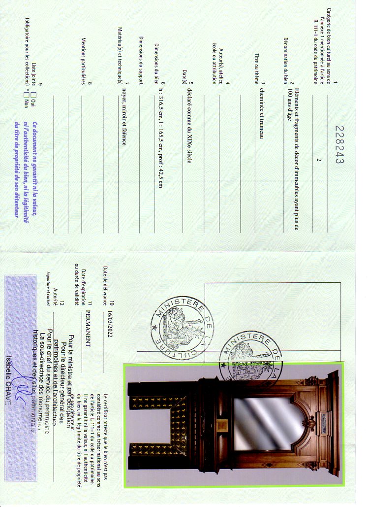 Certificat d'exportation