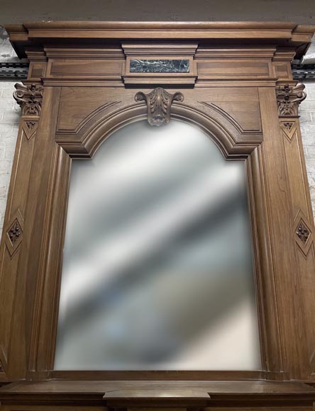 Cheminée Napoléon III en noyer avec trumeau-1