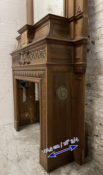 Cheminée Napoléon III en noyer avec trumeau-9