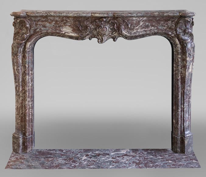 Très belle cheminée d'époque Louis XV en marbre Rouge Royal-0
