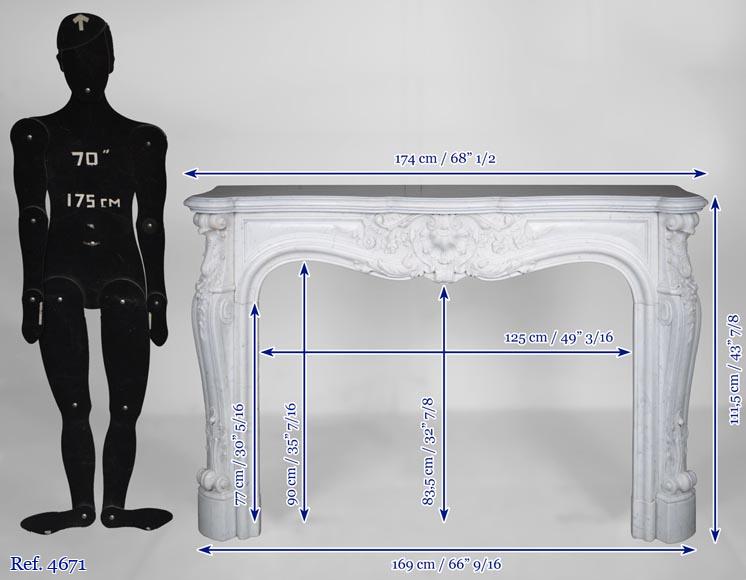 Cheminée de style Louis XV en marbre de Carrare-16