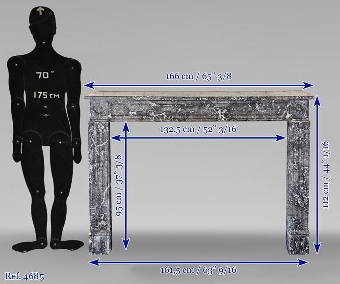 Grande cheminée d'époque Louis XVI en marbre Gris Saint-Anne-9