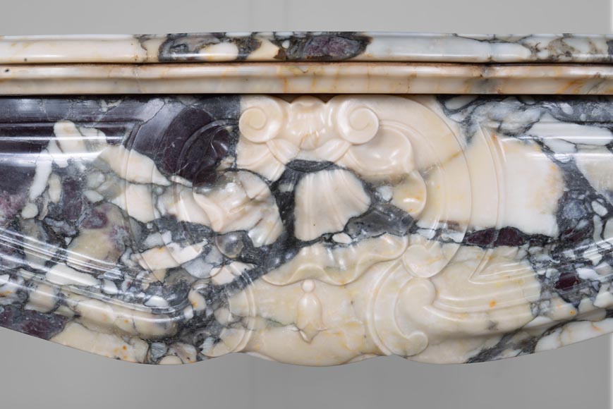 Cheminée de style Louis XV en marbre Brèche Violette-1