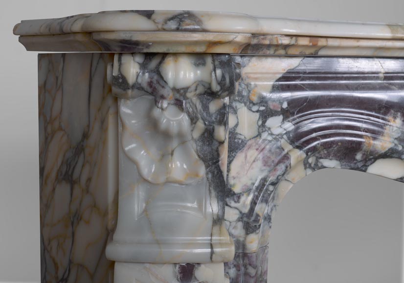 Cheminée de style Louis XV en marbre Brèche Violette-4