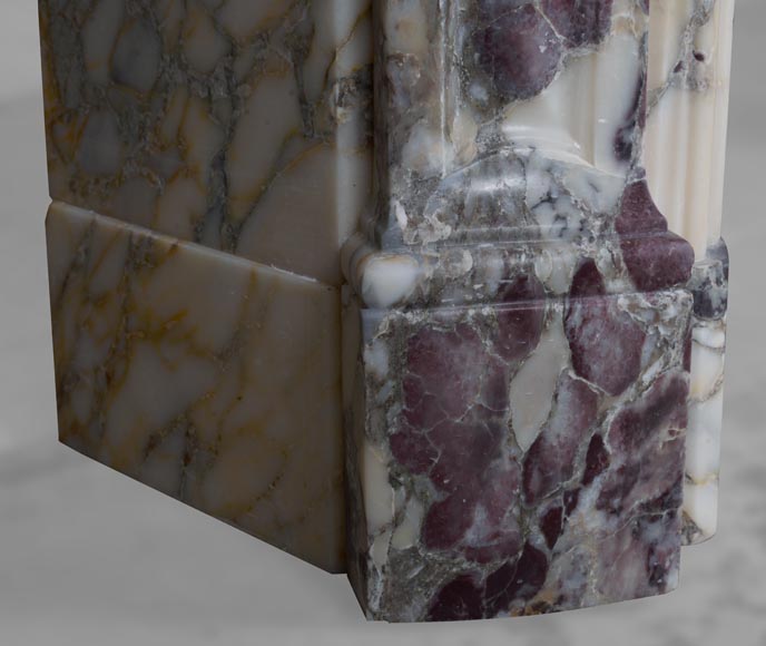 Cheminée de style Louis XV en marbre Brèche Violette-5