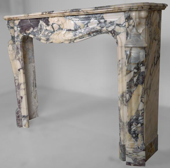 Cheminée de style Louis XV en marbre Brèche Violette-6