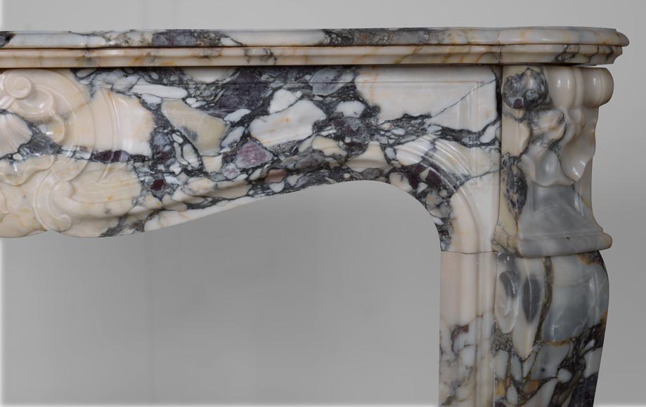 Cheminée de style Louis XV en marbre Brèche Violette-7