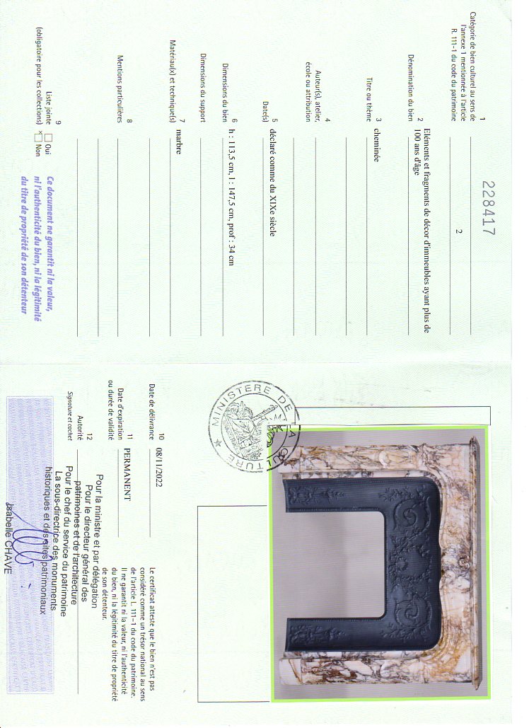 Certificat d'exportation